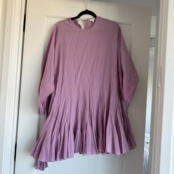 ❌SOLD❌Rhode Ella Mini Dress SZ S Smoky Grape Ruffled Flounce Skirt Braided Waist - Picture 4 of 9
